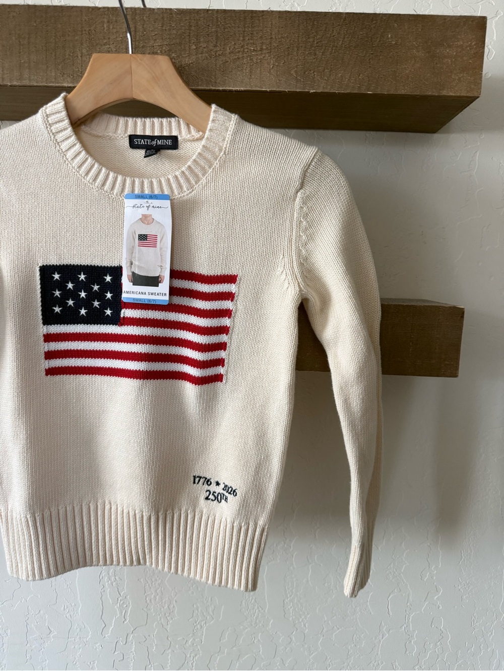 State of Mine|Kids American Flag Knit Sweater,fisherman style•••NWT,Americano - Picture 7 of 15